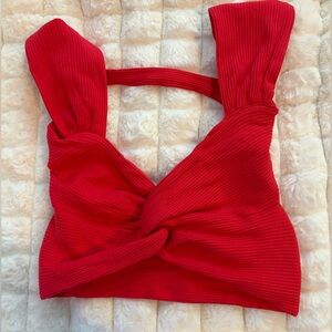 SHEIN Vibrant Red Ribbed Top